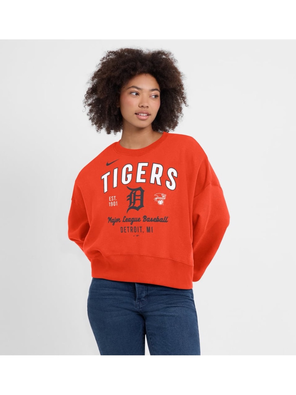 Nike MLB Detroit Tigers Orange Crewneck Fleece Sweatshirt
